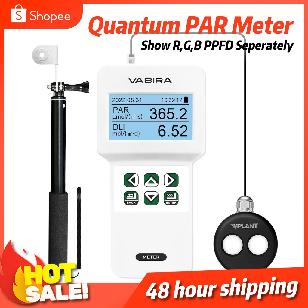 Vbr-plant Quantum PAR Meter Full Spectrum.แสดงR,G,B PPFD Seperately.DLI Meter.การรังสีที่ใช้งานสังเค