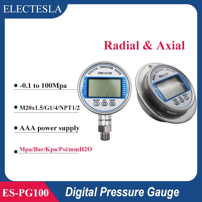 เครื่องวัดความดัน จอแสดงผลดิจิตอล แรงดันน้ํามันไฮดรอลิก 1.6Mpa/1Mpa