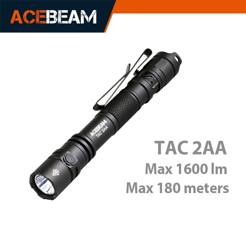 Acebeam TAC 2AA SFT 25R Hi ไฟฉาย LED 1600 ลูเมน 181 เมตรไฟฉาย EDC แบบพกพา USB-C แบตเตอรี่ชาร์จปุ่มคู่ flashligt