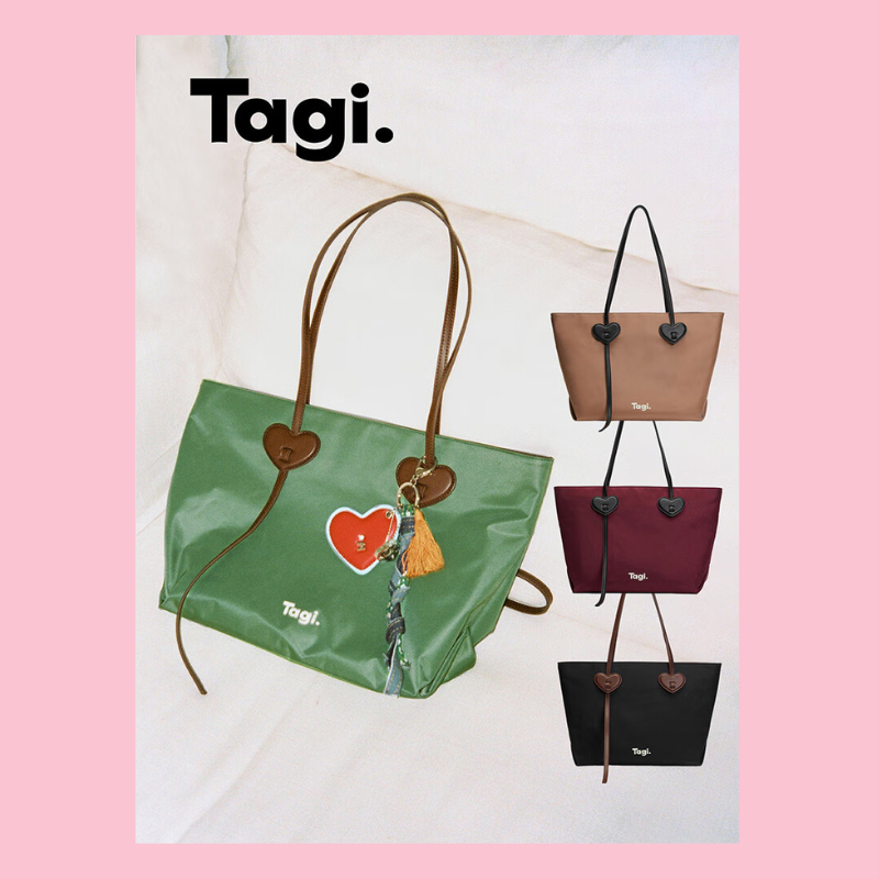 Tagi [Ready to Ship] Tote Bag กระเป๋าผ้า Love Nylon Shoulder Bag Waterproof Tote Bag Large Capacity Commuter Bag