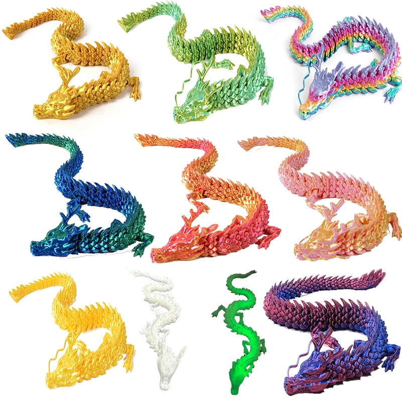3d พิมพ์คริสตัลมังกร 9 สี, 3D พิมพ์ยืดหยุ่น Articulated Dragon,Autism/ADHD ของเล่นบรรเทาความเครียด