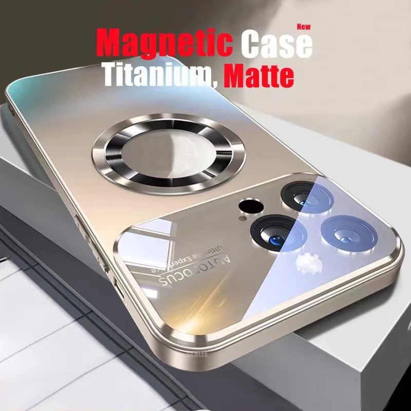 เคสแม่เหล็กสําหรับiphone 16 PRO MAX 14 13 12 11 15 PRO MAX 15 Plus Matte Hardพร้อมเลนส์ป้องกันAnti DROPชาร์จไร้สายปลอกกันกระแทก