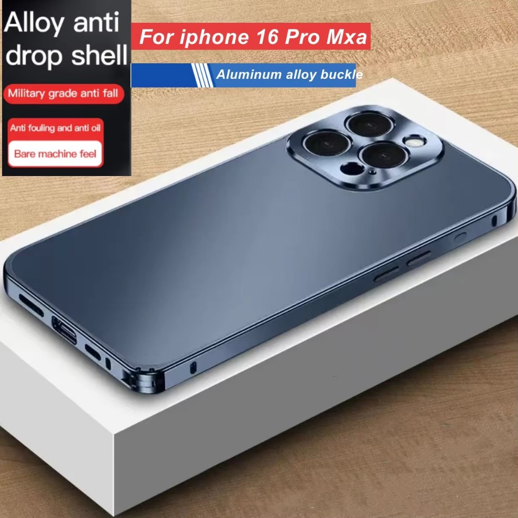 อลูมิเนียมโลหะเคสโทรศัพท์สําหรับiPhone 16 Pro Max plus 13mini 12miniพลาสติกแข็งPC Matteปกหลังสําหรับ