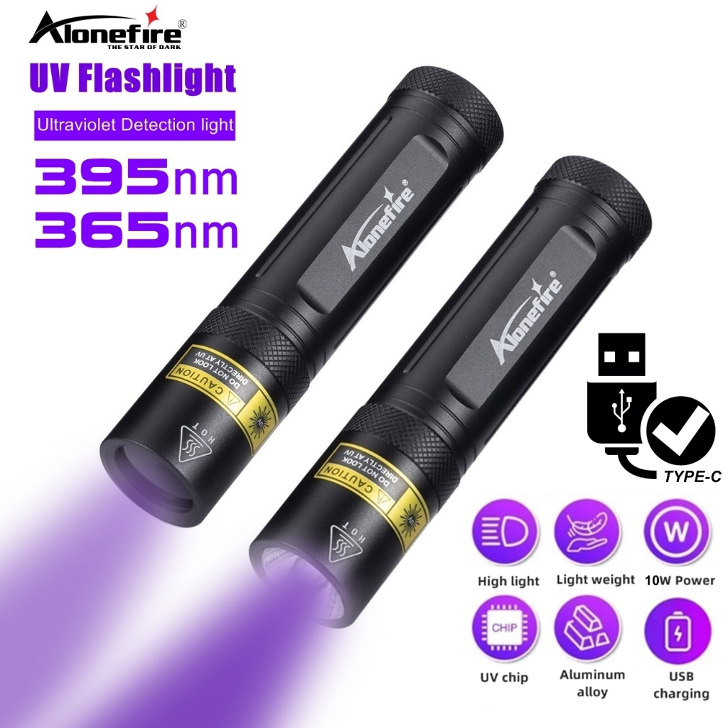 Alonefire 365/395nm UV High Power LED ไฟฉายเล็บ Curing แมวสุนัขคราบ Tinea Leakage ที่มองไม่เห็น Marker Ore เงิน Scorpion Light
