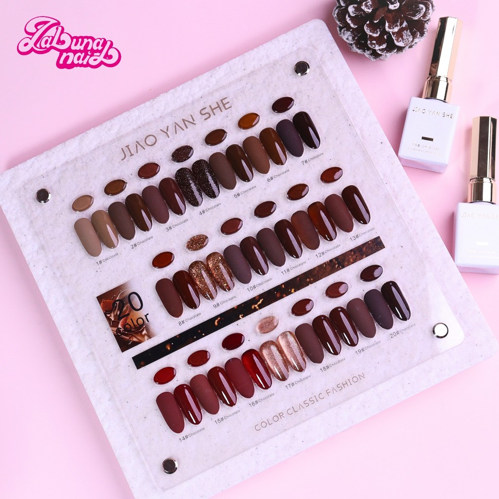 【พร้อมส่ง】JYS 20 สี ชุดยาทาเล็บ แผนภูมิแสดงสีฟรี（JIAO YAN SHE）Caramel Chocolate Color Series