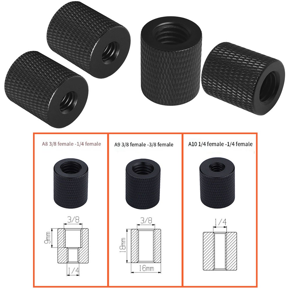 คู่ด้ายหญิงขาตั้งกล้องกระบอกอะแดปเตอร์สกรู1/4ถึง1/4ที่มีศูนย์1/4-20ด้ายอุปกรณ์ถ่ายภาพกล้อง1/4ถึง3/8ขาตั้งกล้องอ่อนนุชอุปกรณ์เหมาะ