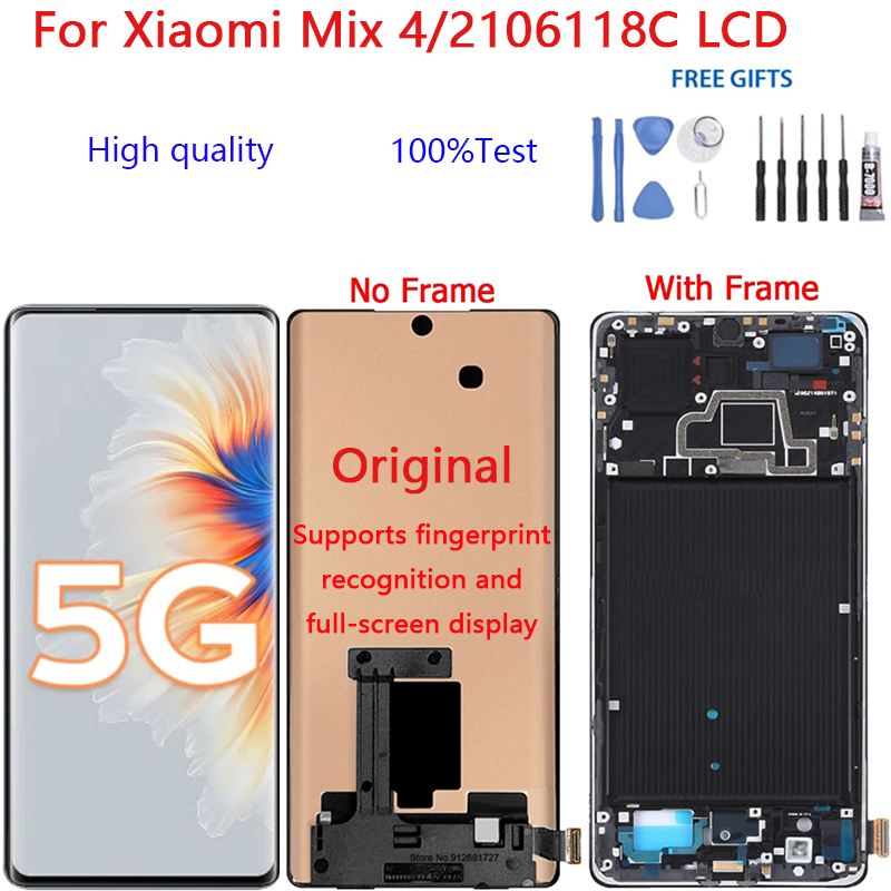 6.67 นิ้ว,120Hz ใหม่เอี่ยม และแท้ สําหรับ Xiaomi Mix 4/2106118C จอแสดงผล LCD Touch Screen Digitizer Assembly Display อะไหล่