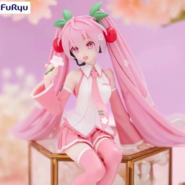 ของแท้ FuRyu Hatsune Miku Sakura Miku 2024 Sakura Hatsune Instant Noodle Pressed Scenery Figure