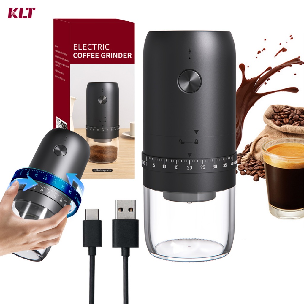 Cliton เครื่องบดเมล็ดกาแฟไฟฟ้าแบบชาร์จไฟได้ 40 ระดับปรับความหยาบ One-Click บด