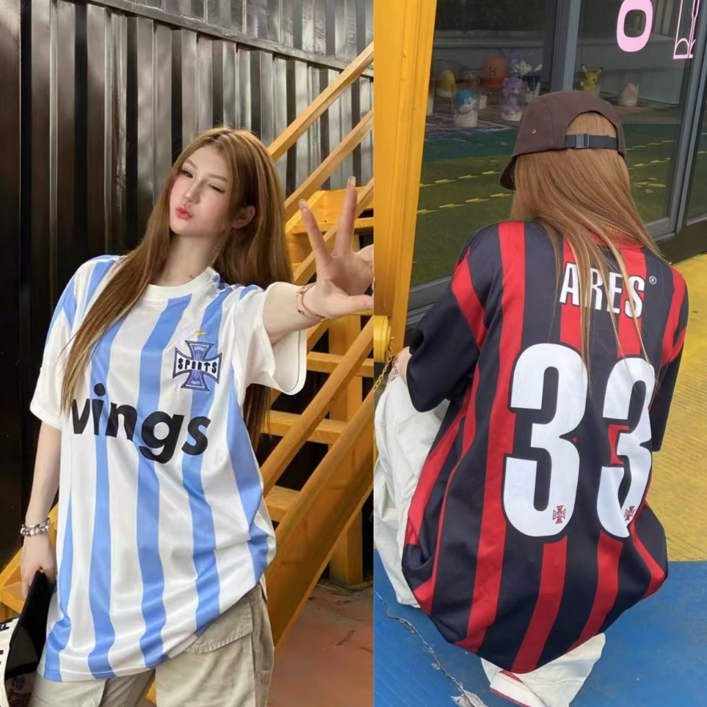 บีคูลแมน อเมริกันลายกีฬาแขนสั้นผู้ชายผู้หญิงแขนสั้น อิน หลวมย้อนยุคย์