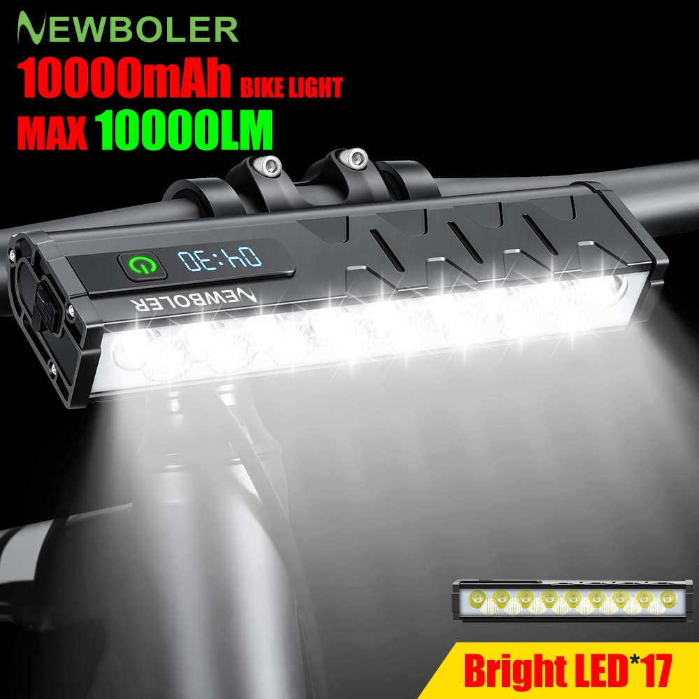 Newboler 10000 Lumens จักรยาน 10000mAh ชุด USB ชาร์จไฟหน้าจักรยาน IPX6 กันน้ําขี่จักรยานไฟฉายอลูมิเนียม Shell จักรยานอุปกรณ์เสริม