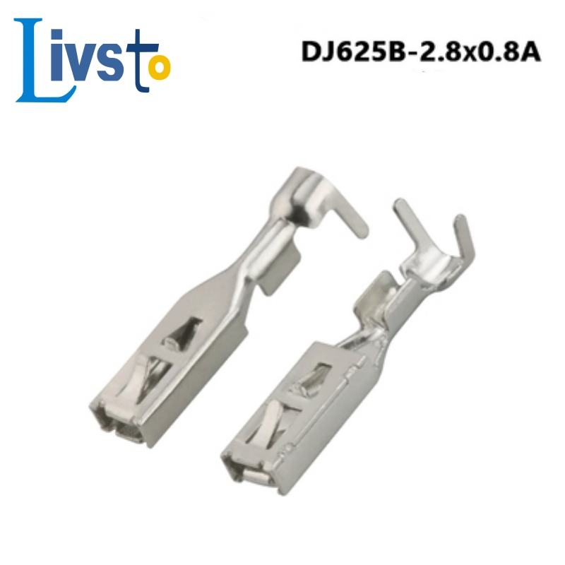 50 /100 pcs 2.8 มม.DJ625B-2.8*0.8A/B เหมาะสําหรับ Mercedes-Benz ไฟหน้าการปรับเปลี่ยนปลั๊กฤดูใบไม้ผลิรถ terminal สายไฟทองแดงดีบุก G378