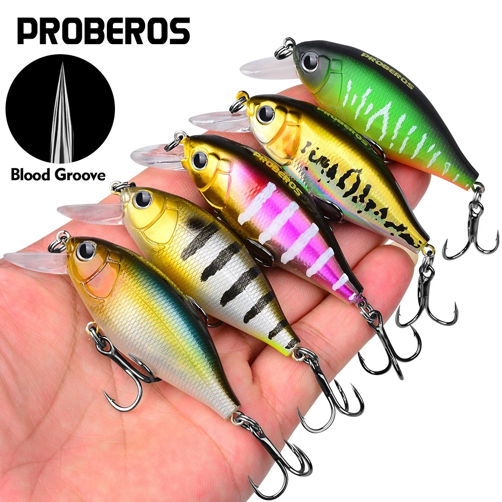 Proberos ตื้นดําน้ํา Crankbaits: 14g/0.49oz 7.5 ซม./1.95 นิ้ว Wobbler ประดิษฐ์ Hard เหยื่อสําหรับ Bass & Pike ตกปลา