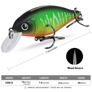 Proberos ตื้นดําน้ํา Crankbaits: 14g/0.49oz 7.5 ซม./1.95 นิ้ว Wobbler ประดิษฐ์ Hard เหยื่อสําหรับ Bass & Pike ตกปลา