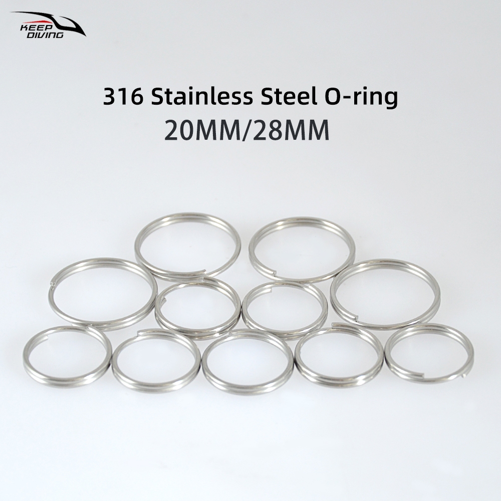 ดําน้ํา 10 PCS 20 มม./28 มม.316 Marine สแตนเลส O-ring สําหรับแขวนดําน้ํา Pointer หรือเครื่องมืออื่นๆดําน้ําเครื่องประดับ