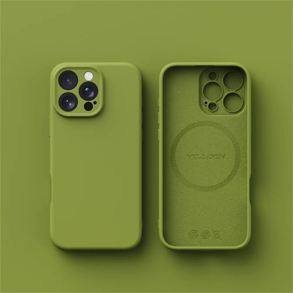 ฟ้า/สีเขียว/สีชมพู/สีเหลือง/แดงซิลิโคนเหลวเคสโทรศัพท์แม่เหล็กสําหรับ ไอโฟน 16 บวก 15 14 13 12 15 มือโปร สูงสุด 11ปลอกชาร์จไร้สายผิวรู้สึกเรียบกันกระแทกปกหลัง