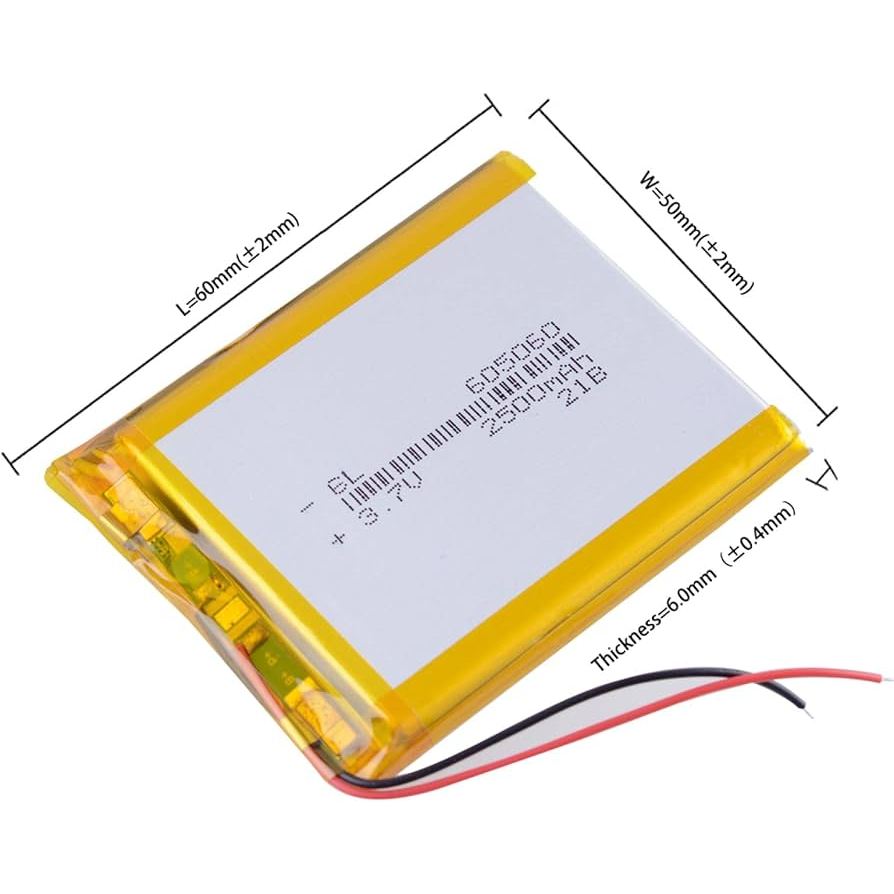 แบตเตอรี่ 605060  /  2500mah  สำหรับอุปกรณ์อิเล็กทรอนิกส์ต่างๆ ติดตั้งตามขนาด