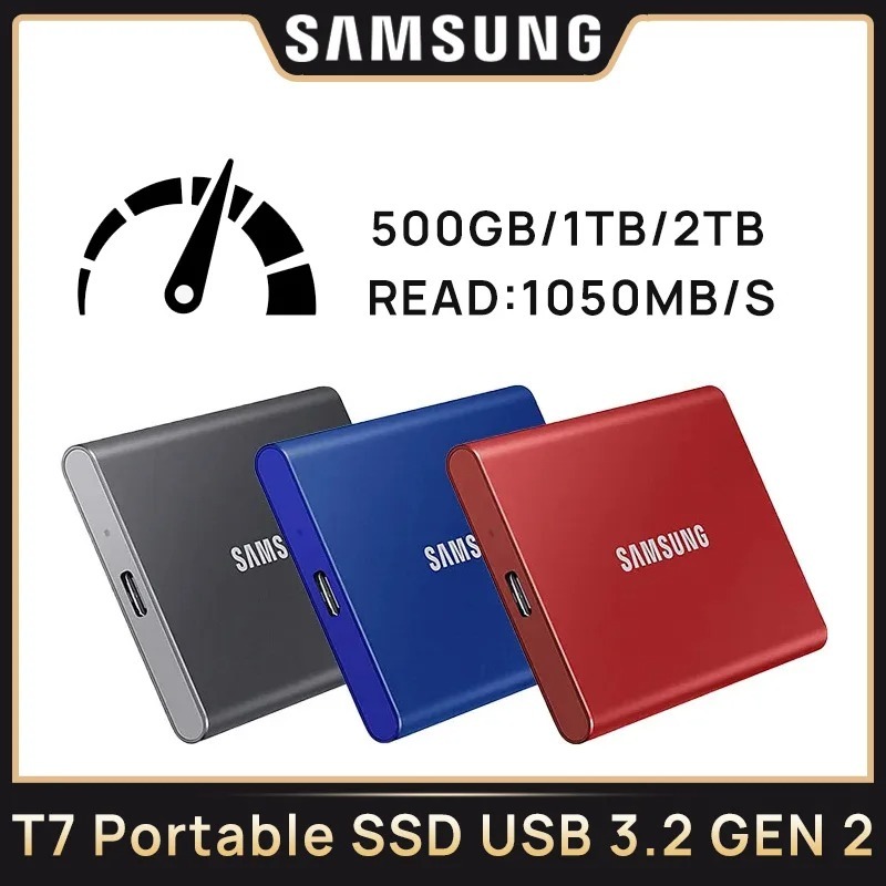 Samsung T5 แบบพกพา SSD 500GB 1TB 2TB 4TB ไดรฟ์ภายนอก Solid State Disk USB 3.2 Gen 2 SSD สําหรับแล็ปท