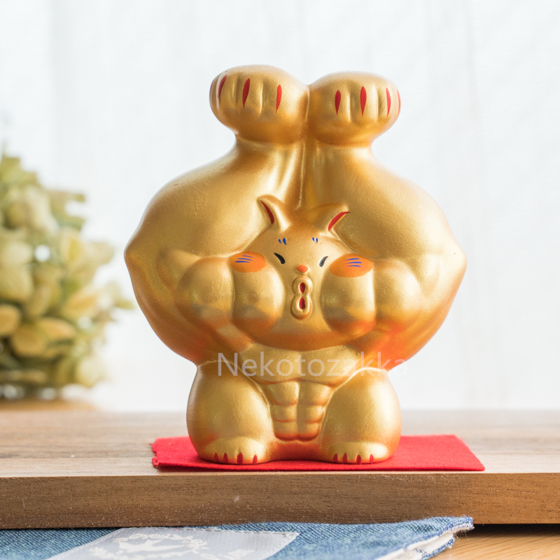 นําเข้าจากญี่ปุ่น Ryukodo Daruma ข้อมือเหล็ก สร้างสรรค์ กล้ามเนื้อ ฟิตเนส แมวนําโชค มาเนกิ เนโกะ เครื่องประดับตกแต่งบ้าน