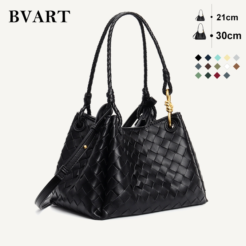 2026 กระเป๋าสะพายหนังแท้สุภาพสตรี Star ยอดนิยม Andiamo ร่มชูชีพ ปุ่ม Casual กระเป๋าใต้วงแขน 21/30cm