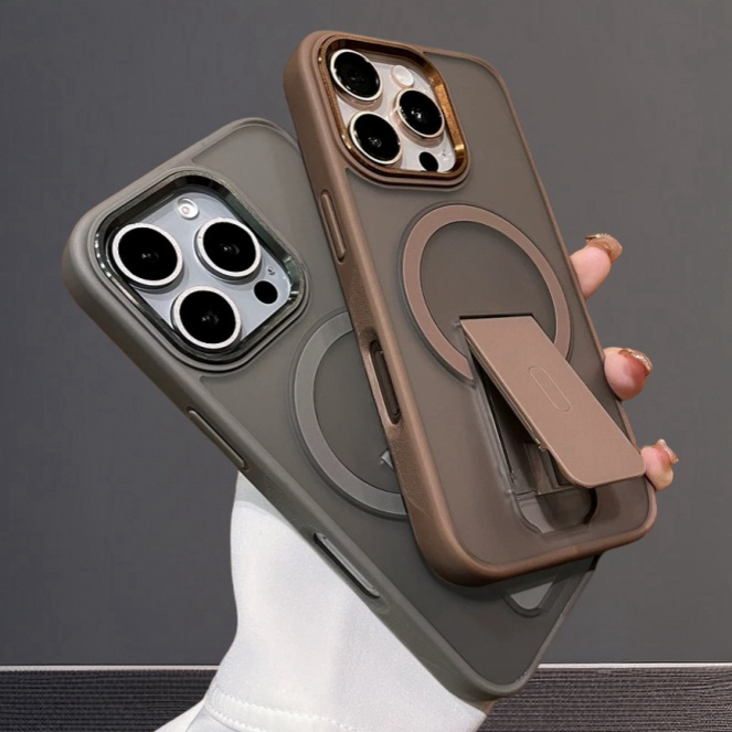 【Matte acrylic hard case/Bracket/Bronze】เคส compatible for iphone 11 12 13 14 15 16 pro max case