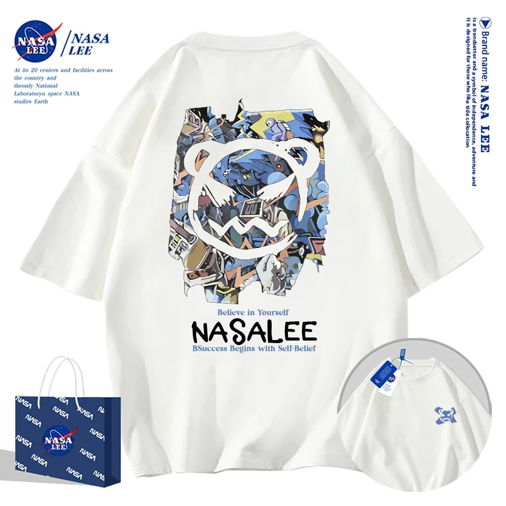 ✨สินค้าพร้อมส่ง✨เสื้อยืดคอกลมลายร่วมกับ NASA ใส่ได้ทั้งชายและหญิง ผลิตจากผ้าคอตตอน 100% เหมาะสำหรับเยาวชน