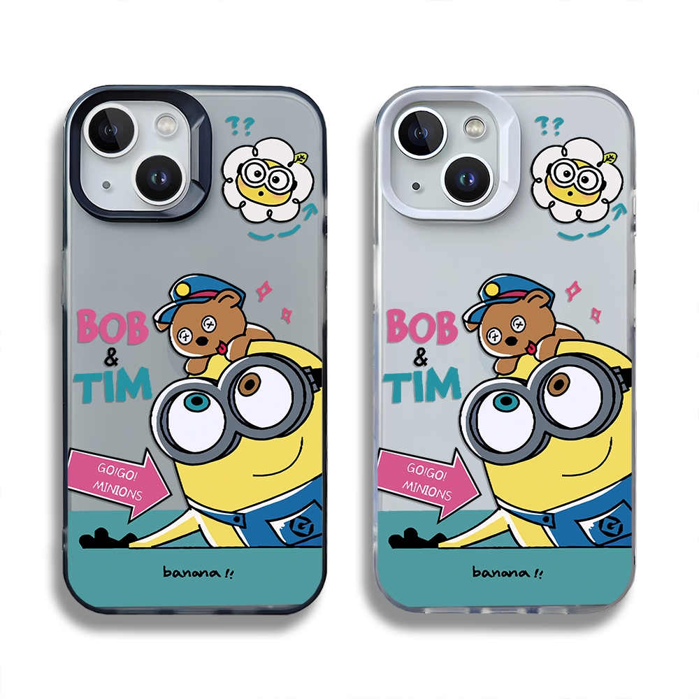 เคสสําหรับ ไอโฟน 16 / 15 / 14 / 13 / 12 / 11 โปรแม็กซ์ การ์ตูนเคลือบพลาสติกเคสอ่อนสําหรับ ไอโฟน 7 / 8 บวก / X / เอ็กซ์อาร์ / Xs สูงสุด ปลอกมินเนี่ยนและหมีน้อย