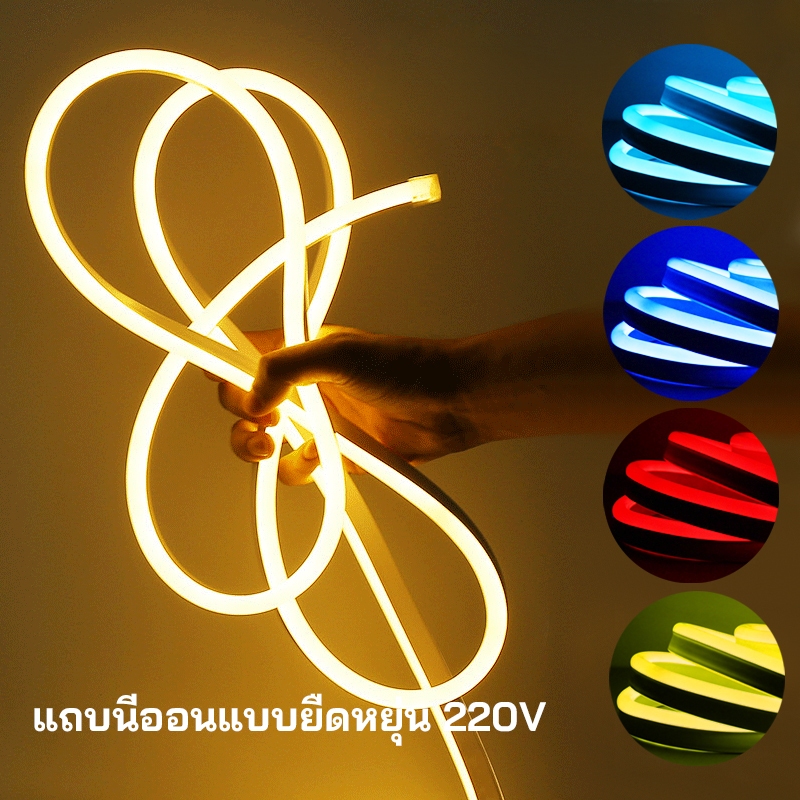 ไฟนีออน  พร้อมความยาวของแถบความยาวของแสงตกแต่งที่ยืดหยุ่น 15M 20m 220V พร้อมปลั๊กสวิตช์ Light strip