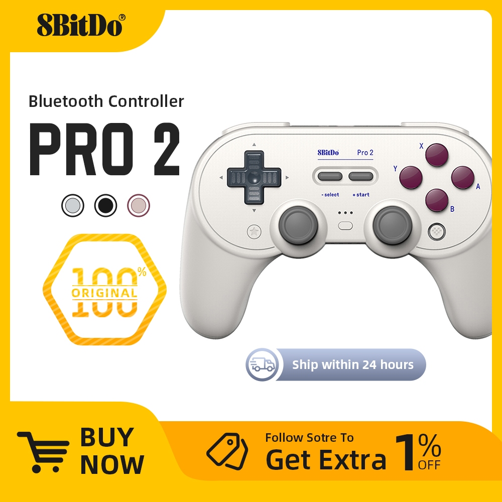 8bitdo-gamepad Pro 2 บลูทูธพร้อมเอฟเฟกต์ Hall, เกมแพดโปร่งใส Nintendo Switch, PC Steam, ใหม่