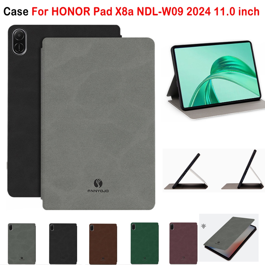 สําหรับ HONOR Pad X8a NDL-W09 2024 11.0 นิ้วแฟชั่นสีทึบผิวรู้สึกกรณีแท็บเล็ต HONOR Pad X8a NDL-W09 2024 11.0 "คุณภาพสูง PU หนังกันกระแทกฝาครอบ