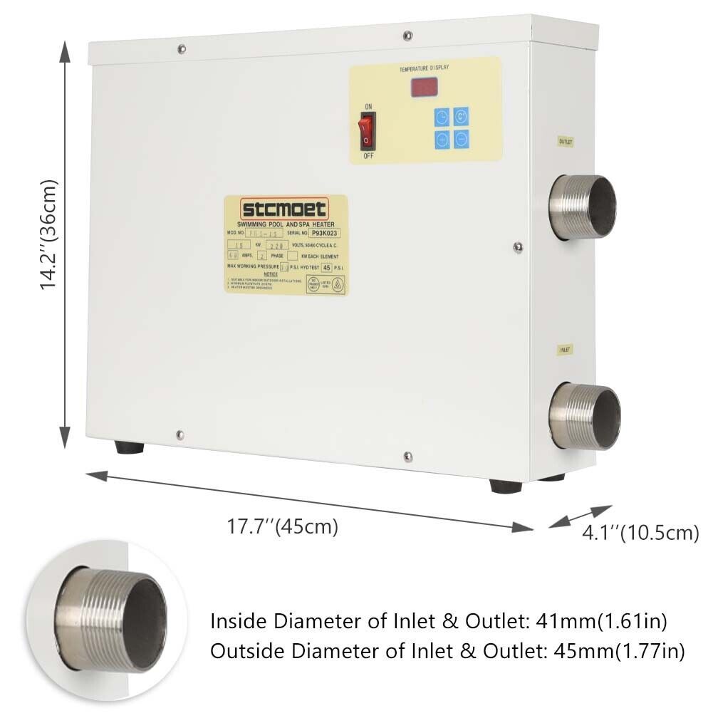 เครื่องทำน้ำอุ่นสำหรับสระว่ายน้ำและสปา แบบดิจิตอล 18KW 220V ควบคุมอุณหภูมิด้วยตัวเอง