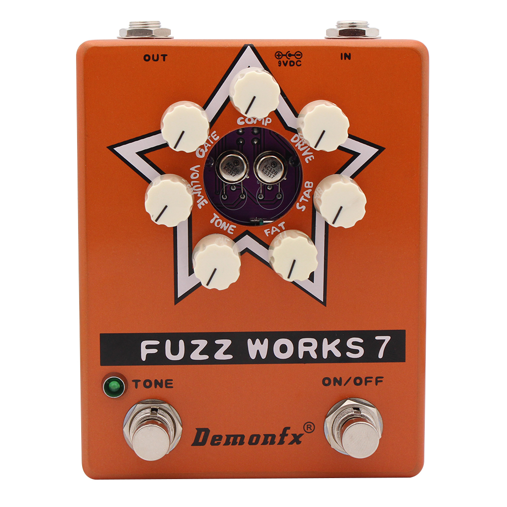 Demonfx Fuzz Works 7 เอฟเฟกต์กีตาร์เหยียบ Fuzz Effect