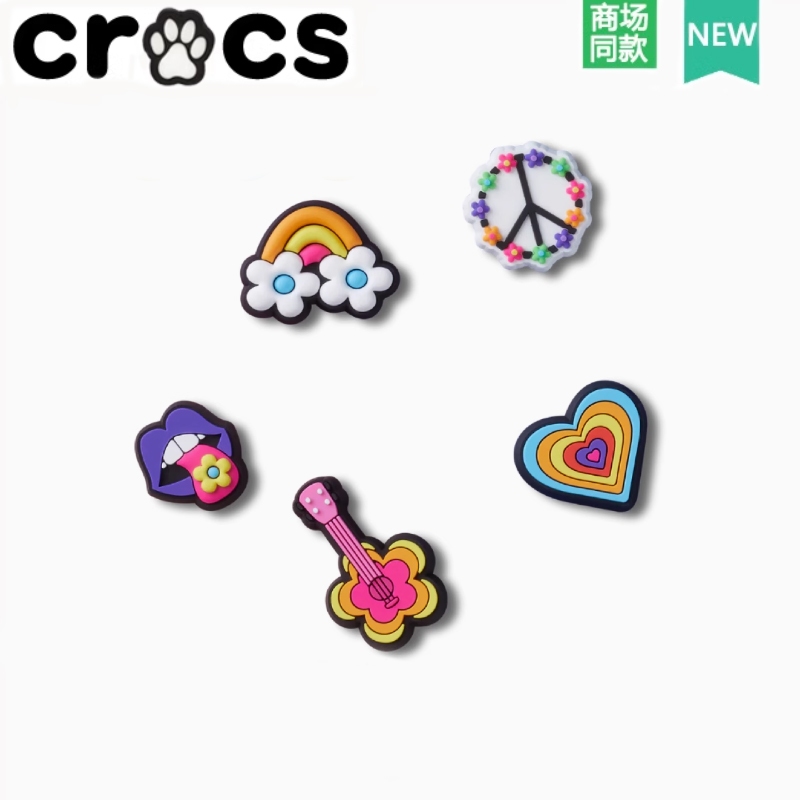 Crocs Hole Shoes Shoes Flower Carlo Chi Accessories Shoe Buckle Cartoon Sweet Flower Five- Piece Set Series Zhibixing