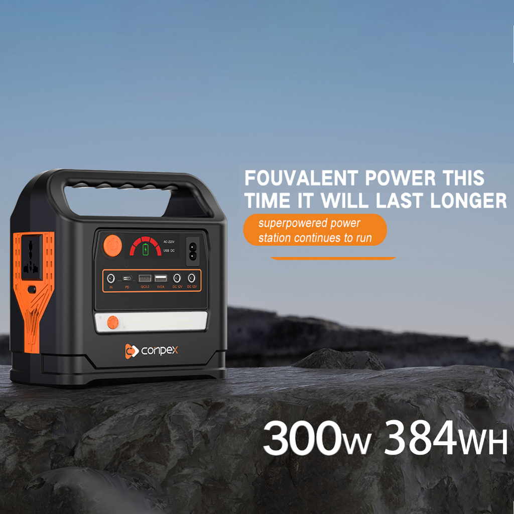 Conpex 300W Power station Pure sine wave ความจุสูง 60000mah 384Wh เครื่องกําเนิดไฟฟ้าแบบพกพาแบตเตอรี่ชาร์จ powerbank heavy duty original Power station เครื่องกําเนิดไฟฟ้าพลังงานแสงอาทิตย์ NSS EVTOR