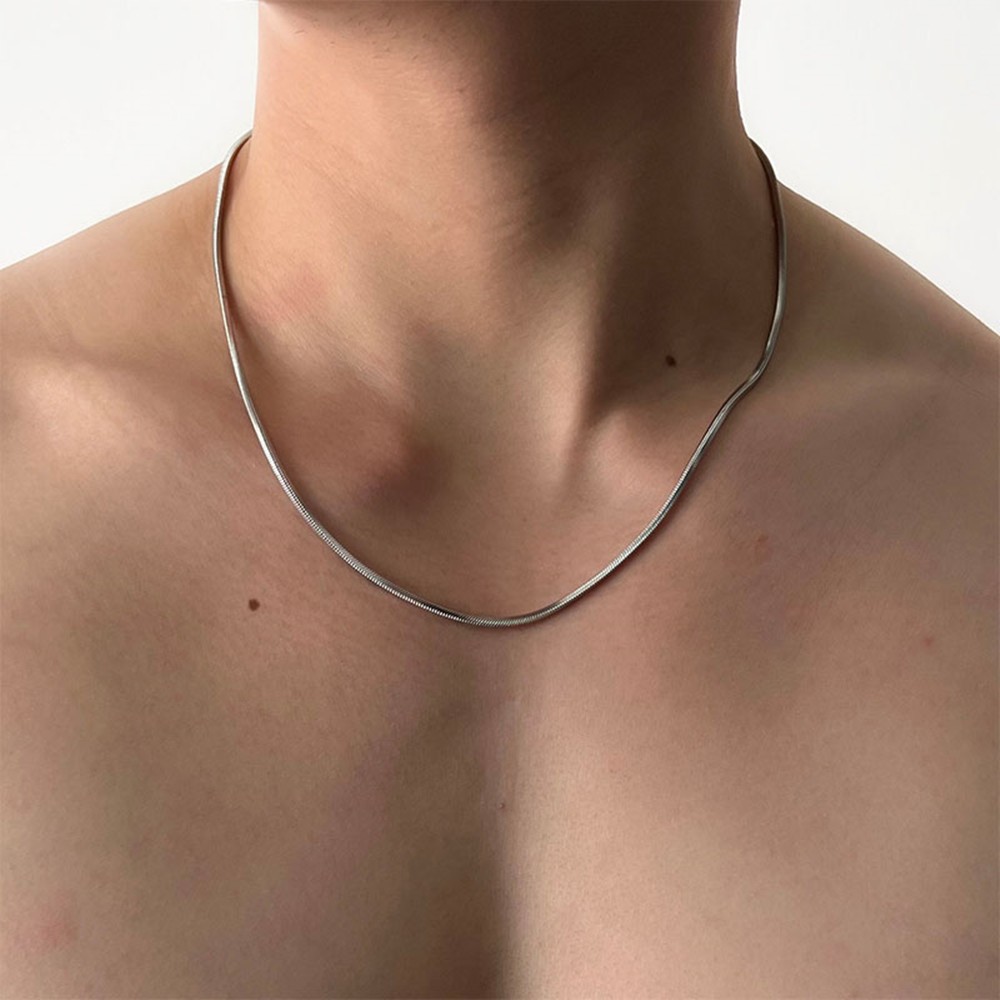 สร้อยคอผู้ชายและผู้หญิงสแตนเลสที่เรียบง่ายโซ่กระดูกงูย้อนยุคแฟชั่น