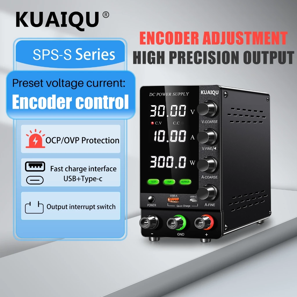 Kuaiqu อัพเกรดใหม่ SPS-C3010S แหล่งจ่ายไฟ DC 30V 60V 120V OCP + OVP ป้องกัน USB TYPE-C อินเทอร์เฟซการชาร์จอย่างรวดเร็ว
