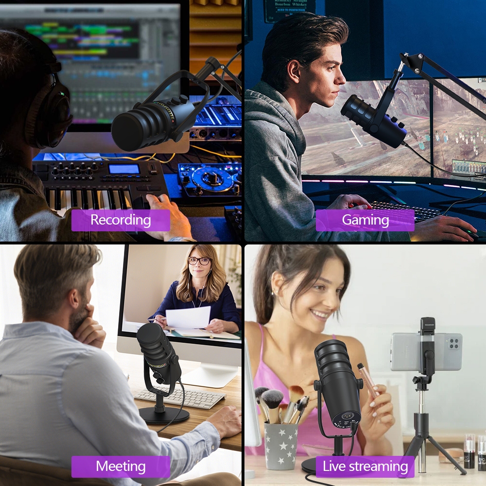 Zealsound Mu7 XLR ไมโครโฟนไดนามิก USB สําหรับการบันทึก Podcast PC สตรีมมิ่งไมโครโฟนสําหรับเล่นเกม