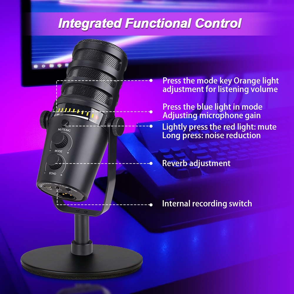 Zealsound Mu7 XLR ไมโครโฟนไดนามิก USB สําหรับการบันทึก Podcast PC สตรีมมิ่งไมโครโฟนสําหรับเล่นเกม