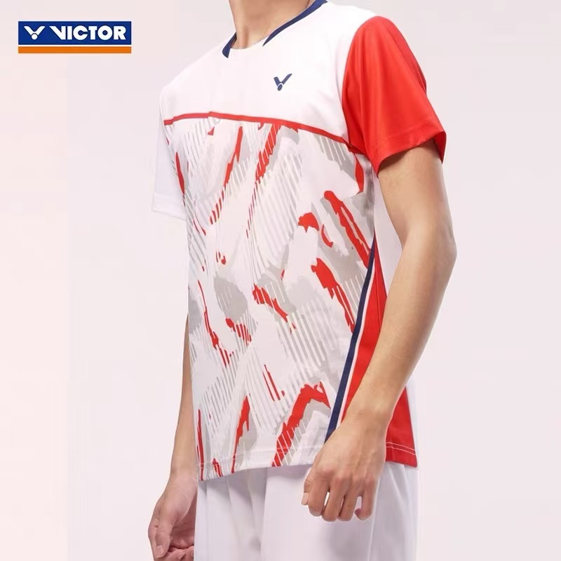 ชุดแบดมินตัน ชัยชนะ 2024 แขนสั้นผู้ชายและผู้หญิงใหม่แห้งเร็วเสื้อกีฬาระบายอากาศ