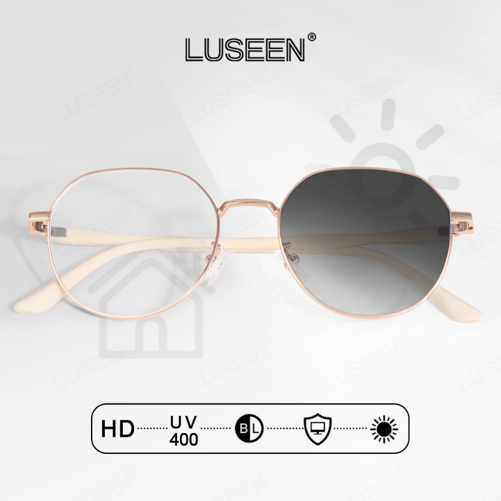 LUSEEN เลน แว่นตาโฟโตโครมิกและป้องกันรังสีแว่นตาป้องกันแสงสีฟ้ารอบเต็มขอบแว่นตาสําหรับผู้ชายผู้หญิง AG2267