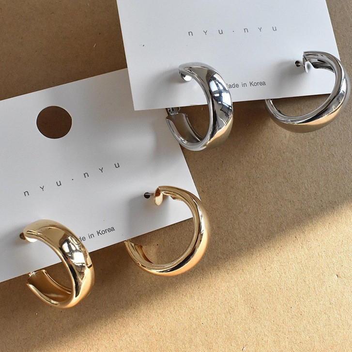 แฟชั่น Simple Hoop ต่างหูเรขาคณิตต่างหูผู้หญิงเครื่องประดับของขวัญ 18k Gold Plated