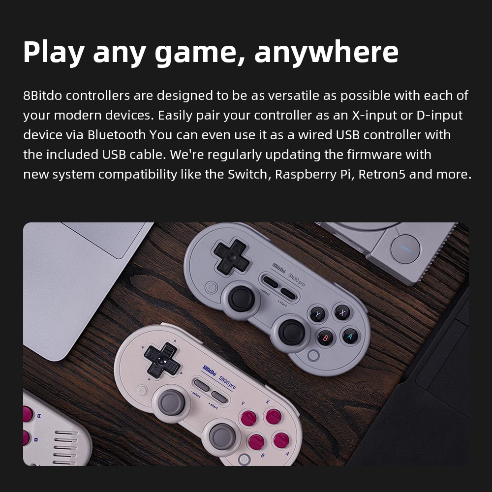 8bitdo SN30 Pro เกมแพดบลูทูธไร้สายพร้อมเอฟเฟกต์ห้องโถงสําหรับ Nintendo Switch, PC, Windows 10, 11, Steam Deck, Android, macOS thumbnail 5