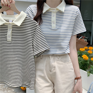 ฤดูร้อนใหม่ด้านหน้าไหล่ลายแขนสั้นเสื้อยืดผู้หญิงเสื้อโปโลสไต…