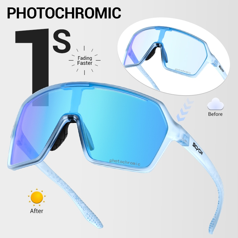 Scvcn แว่นตากันแดด Photochromic UV400 แว่นตาขี่จักรยานกีฬาวิ่งแว่นตาเดินป่า MTB จักรยานแว่นตาอุปกรณ์
