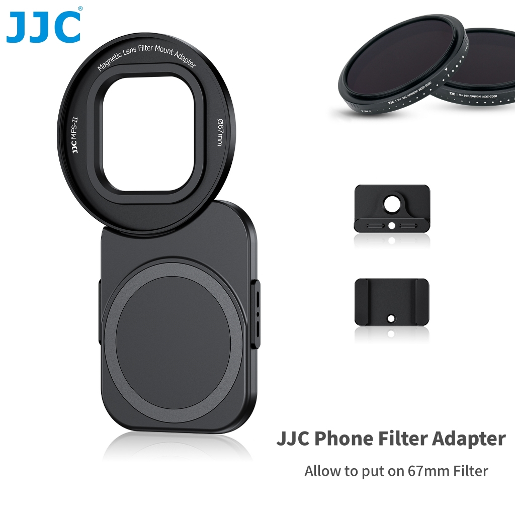 JJC Phone Filter Adapter อะแดปเตอร์กรองโทรศัพท์แม่เหล็กสําหรับสมาร์ทโฟน Apple 16 Pro Max 16 Pro 15 Pro Max 15 Pro 14 Pro Max 14 Pro ใช้กับตัวกรอง ND CPL NDV ขนาด 67 มม.