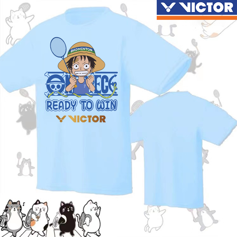 เสื้อวิคเตอร์ 2024 ใหม่แบดมินตันเสื้อผ้าผู้ชายและผู้หญิงแห้งเร็วระบายอากาศเด็กแข่งเสื้อผ้าแขนสั้นกีฬา
