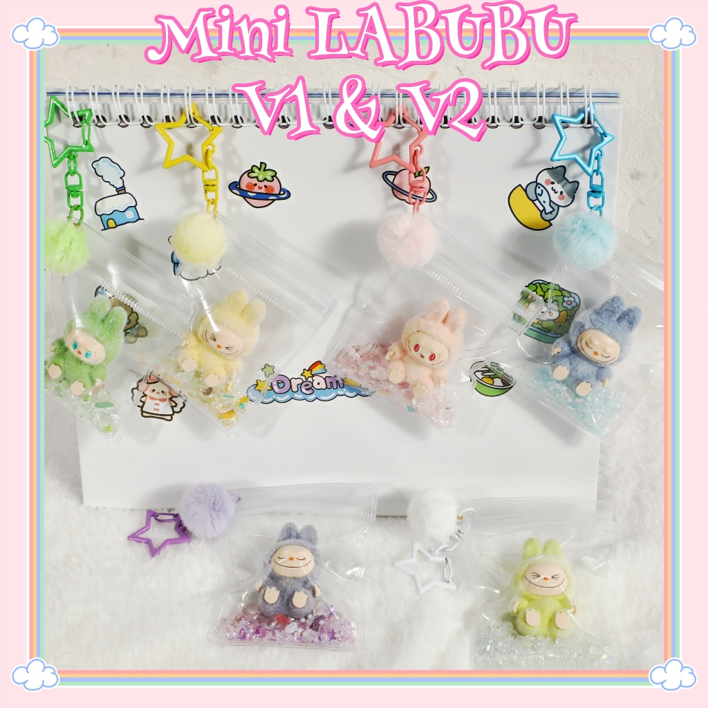 มินิ labubu v1/v2 crybaby flocking DIY จี้โปร่งใสแสดงกระเป๋าจี้พวงกุญแจ Royal Guard