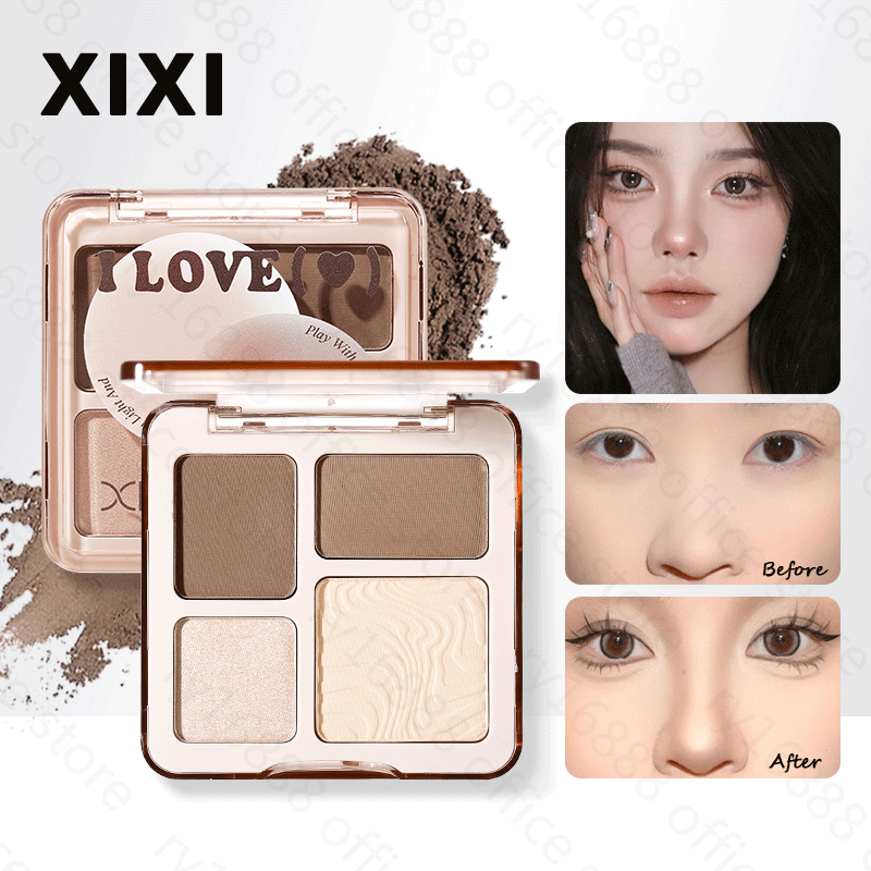 Xixi จานสีคอนทัวร์สี่สี ไฮไลท์เคลือบธรรมชาติ ทำให้หน้ากระจ่างใส แป้งคอนทัวร์เงากันน้ำติดทนนานD854