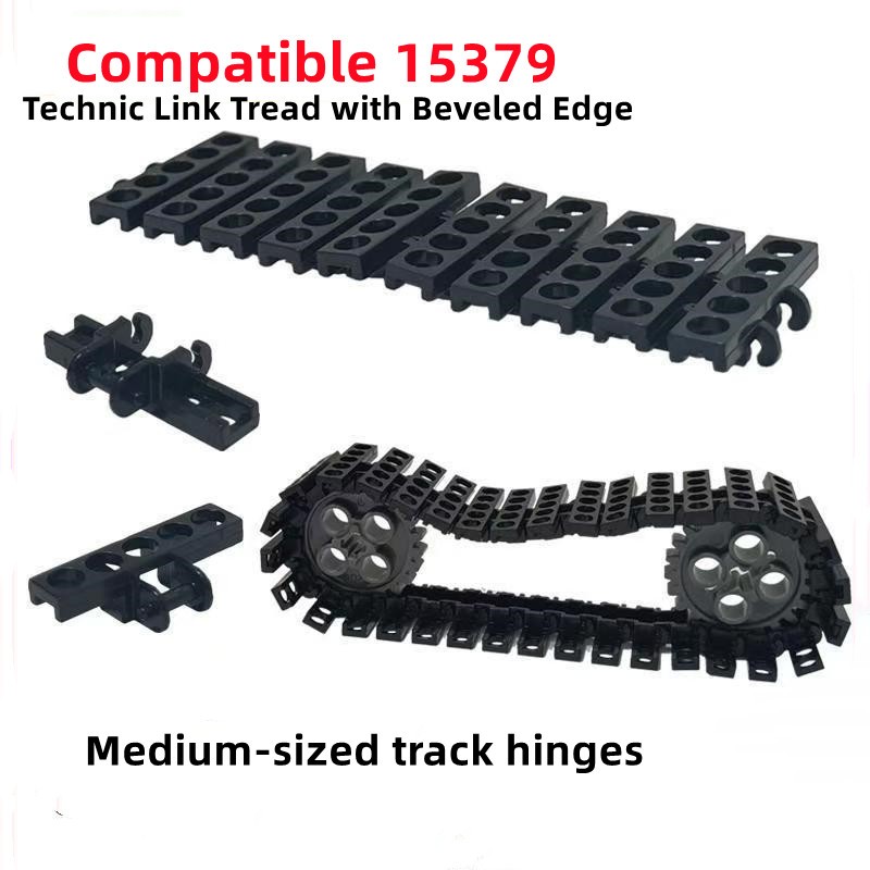 100pcs Technic Link Tread พร้อม Beveled Edge MOC 15379 กลาง-ขนาด Track บานพับถังอะไหล่ Building Blocks ใช้งานร่วมกับ 373 อุปกรณ์เสริมเด็กประกอบของเล่น