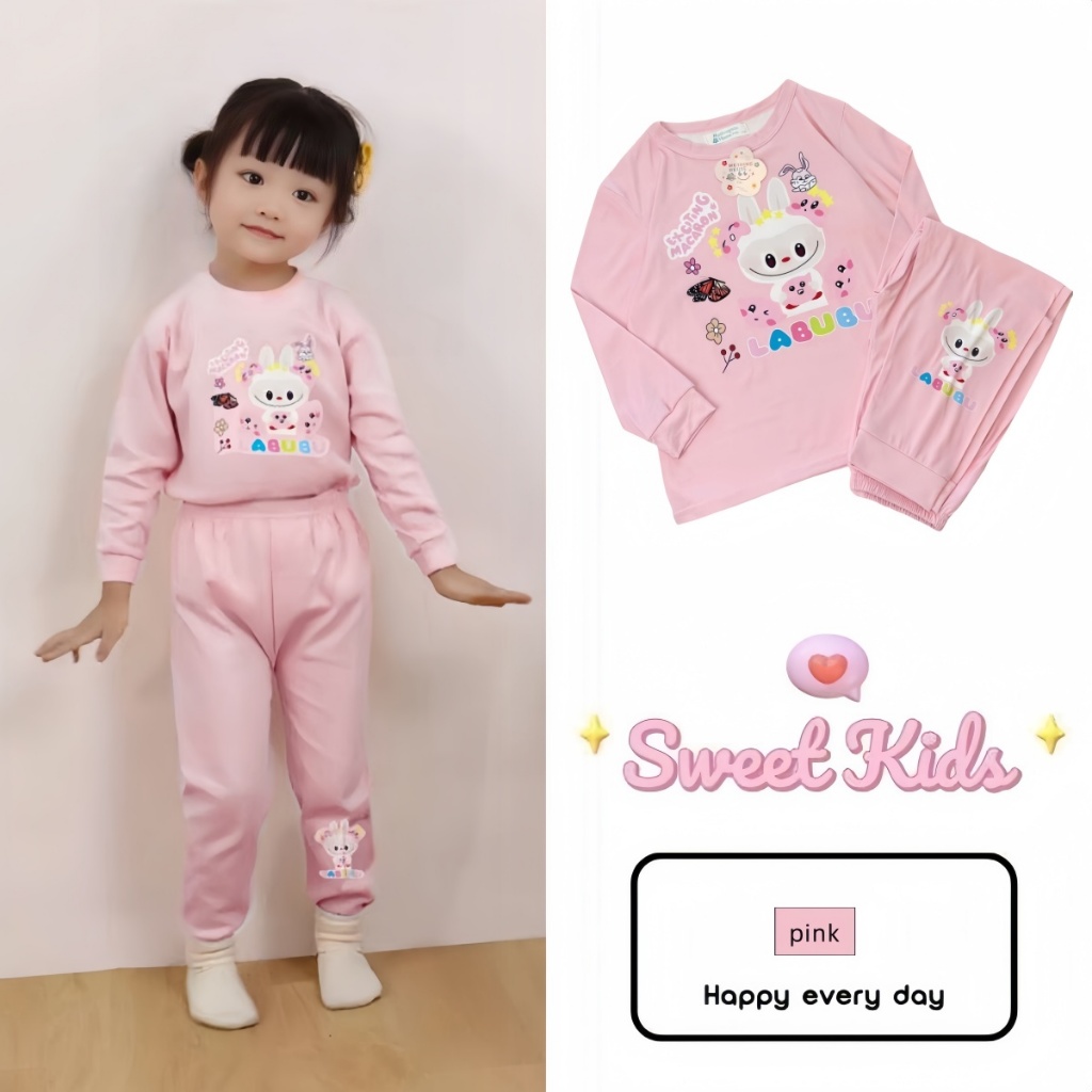 SweetKids พร้อมส่งจากกทม ชุดเซ็ทเด็กแฟชั่น เสื้อแขนยาวลายน่ารักกางเกงขายาว แบบบาง ลำลอง ผ้านุ่ม ใส่นอนได้ งานดี